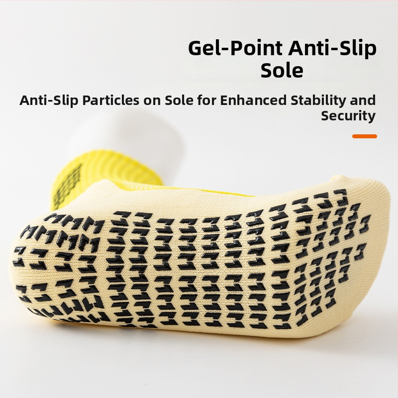 Futbalové ponožky, jeseň–zima, stredná dĺžka, podrážka s lepidlom a spodná časť uteráka, protišmykové, odvádzajú pot