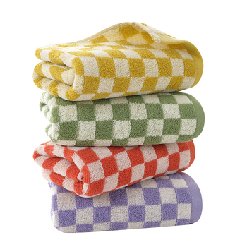 Kupaonski ručnik s šahovnicastim uzorkom, 100% pamuk, Jacquard tkanina, 300-400 g, pređa 32
