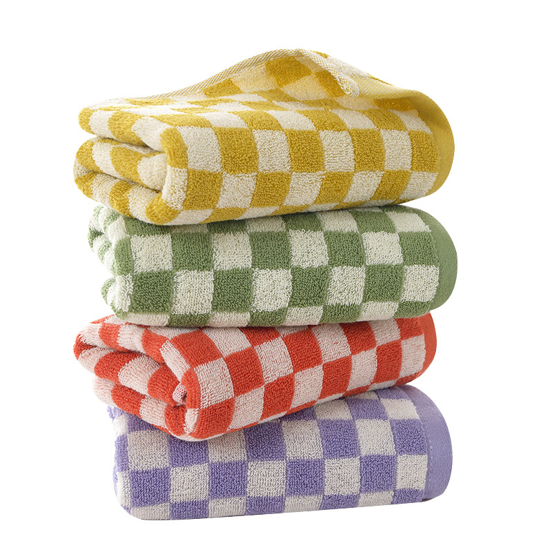 Kupaonski ručnik s šahovnicastim uzorkom, 100% pamuk, Jacquard tkanina, 300-400 g, pređa 32