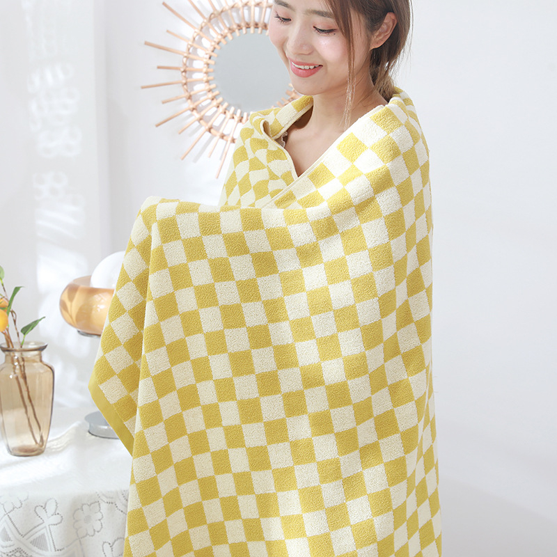 Kupaonski ručnik s šahovnicastim uzorkom, 100% pamuk, Jacquard tkanina, 300-400 g, pređa 32