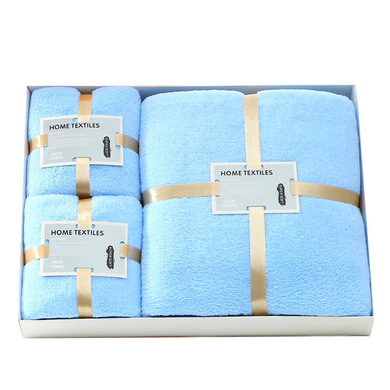 Korall Velúr fürdőtörölközők 3 részes szett, 100% pamut, sima szövés, céges ajándék