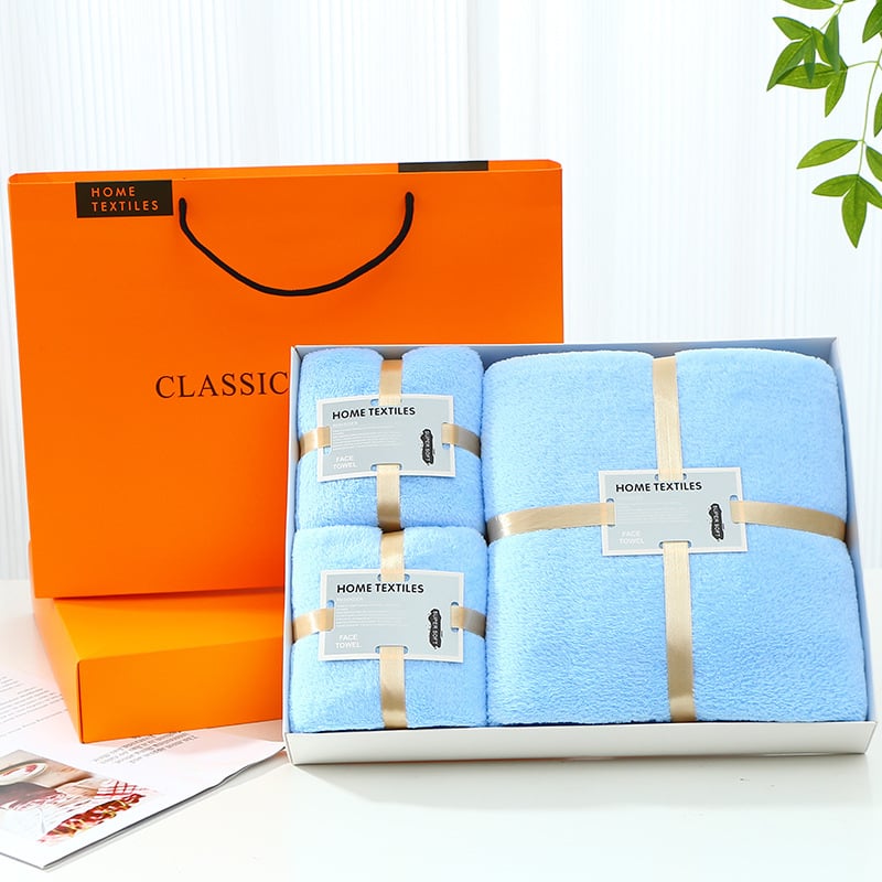 Korall Velúr fürdőtörölközők 3 részes szett, 100% pamut, sima szövés, céges ajándék