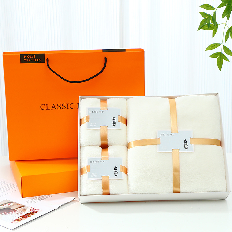 Korall Velúr fürdőtörölközők 3 részes szett, 100% pamut, sima szövés, céges ajándék