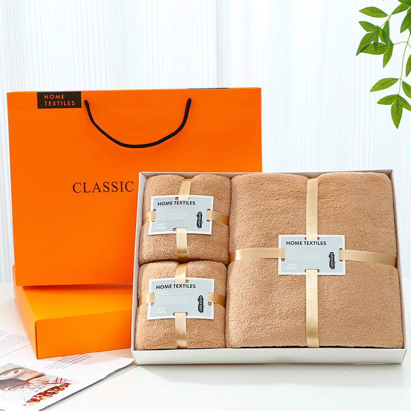 Korall Velúr fürdőtörölközők 3 részes szett, 100% pamut, sima szövés, céges ajándék