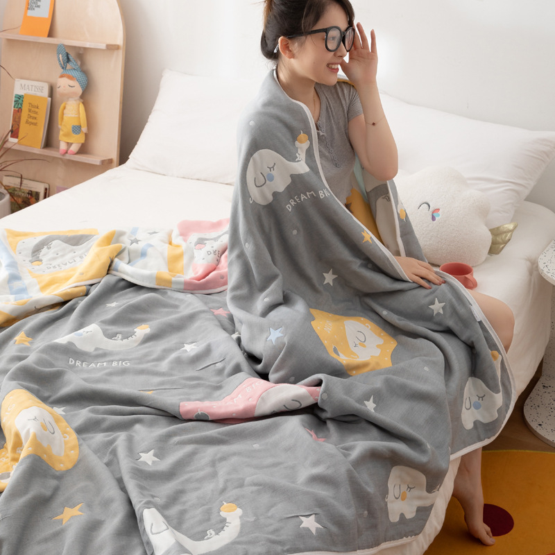 Kokvilnas gazes sega dvieli, sešu slāņu, vasaras lietošanai birojā vai guļamistabā, 1,1–1,5 kg