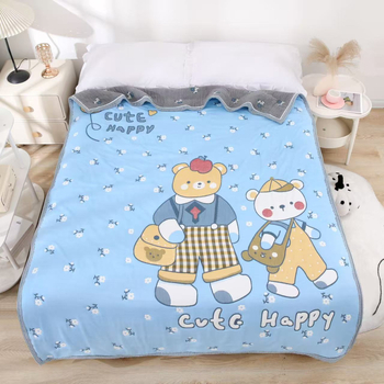 Dvieļu pleds ar karikatūras rakstu, kokvilna ar akrila šķiedrām, 1,3 kg, reaktīvā druka