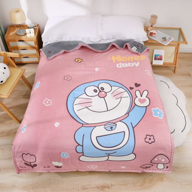 Dvieļu pleds ar karikatūras rakstu, kokvilna ar akrila šķiedrām, 1,3 kg, reaktīvā druka