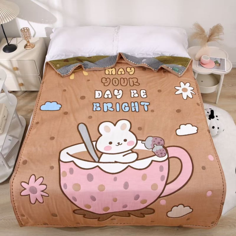 Dvieļu pleds ar karikatūras rakstu, kokvilna ar akrila šķiedrām, 1,3 kg, reaktīvā druka