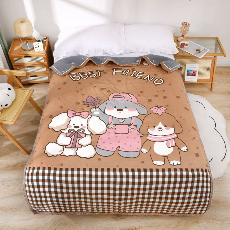 Dvieļu pleds ar karikatūras rakstu, kokvilna ar akrila šķiedrām, 1,3 kg, reaktīvā druka