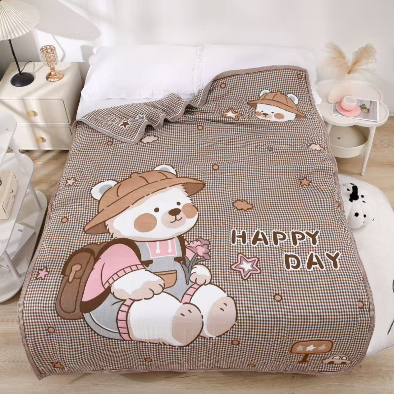 Dvieļu pleds ar karikatūras rakstu, kokvilna ar akrila šķiedrām, 1,3 kg, reaktīvā druka