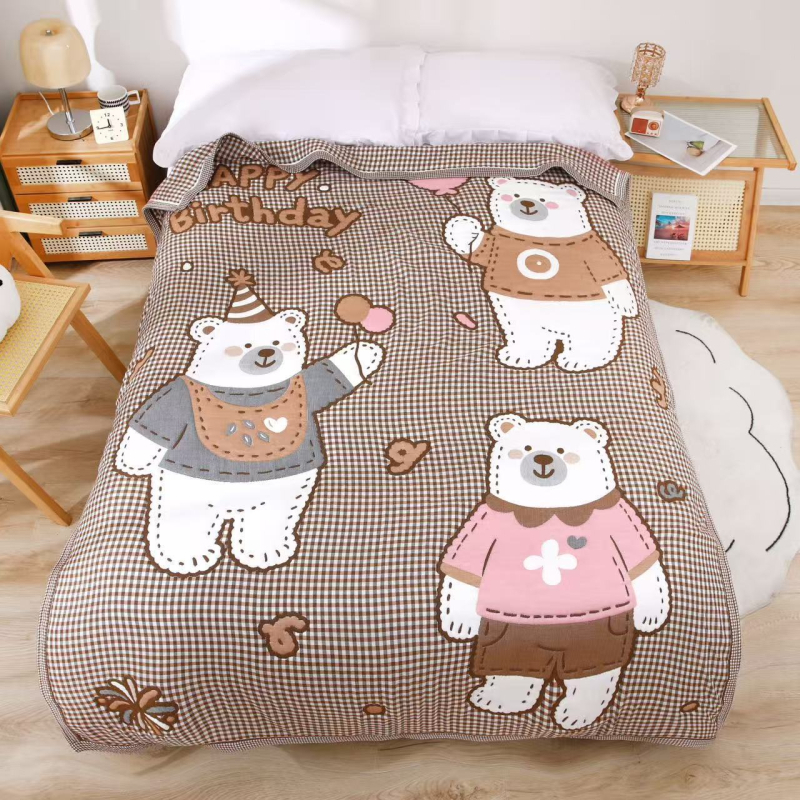 Dvieļu pleds ar karikatūras rakstu, kokvilna ar akrila šķiedrām, 1,3 kg, reaktīvā druka