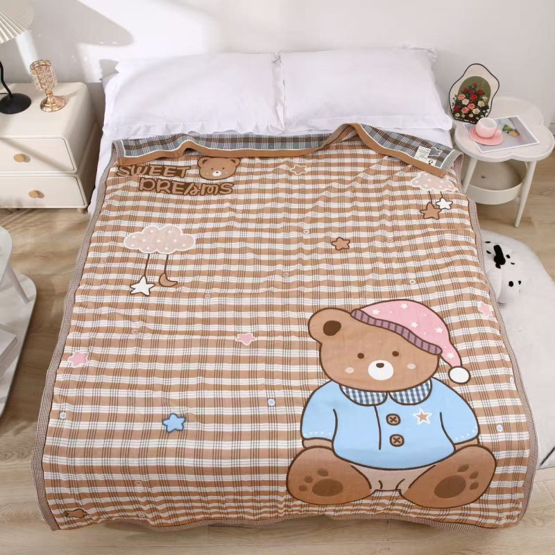 Dvieļu pleds ar karikatūras rakstu, kokvilna ar akrila šķiedrām, 1,3 kg, reaktīvā druka