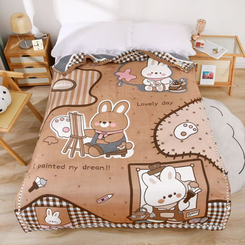 Dvieļu pleds ar karikatūras rakstu, kokvilna ar akrila šķiedrām, 1,3 kg, reaktīvā druka