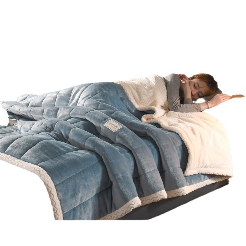 Poliesterska pliš deka, tri sloja quilt, sve sezone, prugasti uzorak