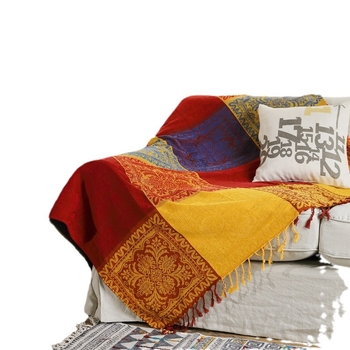 Bohemas Chenille vintage pleds dīvānam, abpusējs žakarda raksts ar pūdelēm, ģeometrisks ziedu raksts, svars 1000-1499 g