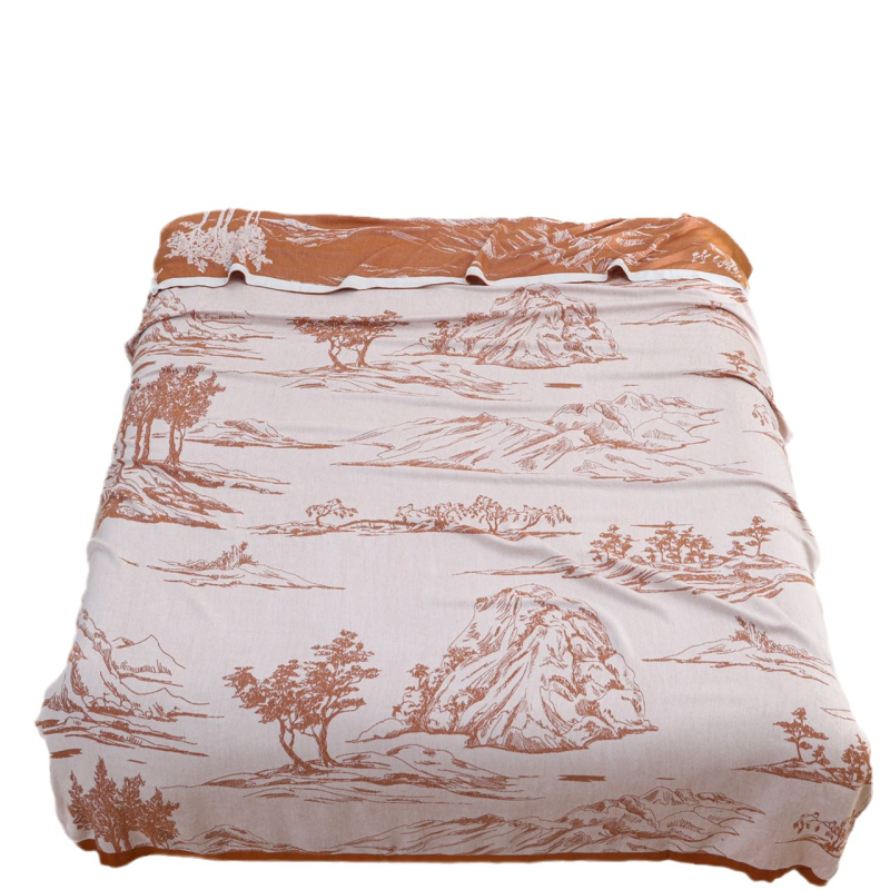 Bambusa šķiedras pleds ar ģeometrisku rakstu, vasaras viegls sega, reaktīvā krāsošana, svars līdz 1 kg