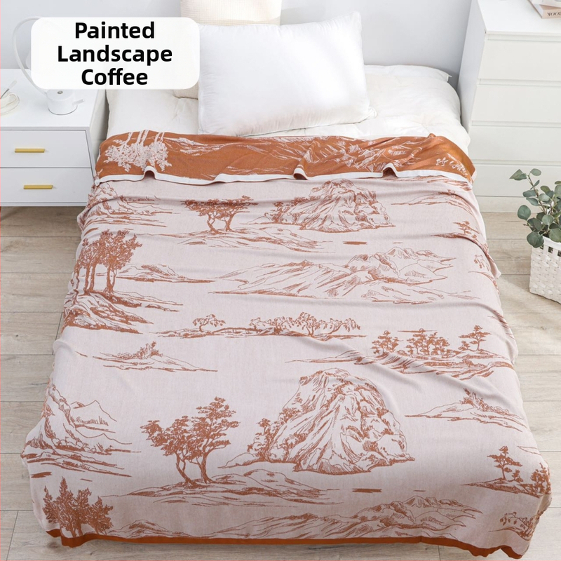 Bambusa šķiedras pleds ar ģeometrisku rakstu, vasaras viegls sega, reaktīvā krāsošana, svars līdz 1 kg