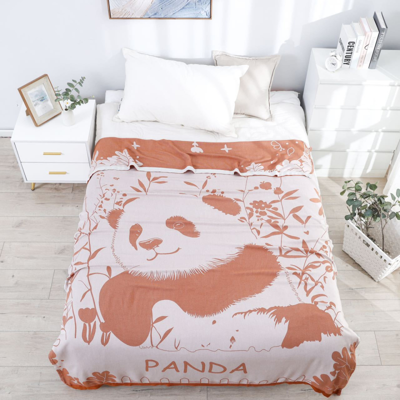 Bambusa šķiedras pleds ar ģeometrisku rakstu, vasaras viegls sega, reaktīvā krāsošana, svars līdz 1 kg