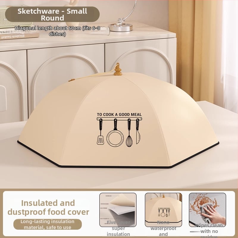 Volditav isolatsiooniga toidukaas koduseks kasutamiseks, 2025. mudel, tolmukindel, hoiab jäägid soojas, termiline isolatsioon alumiiniumfooliumi + raam