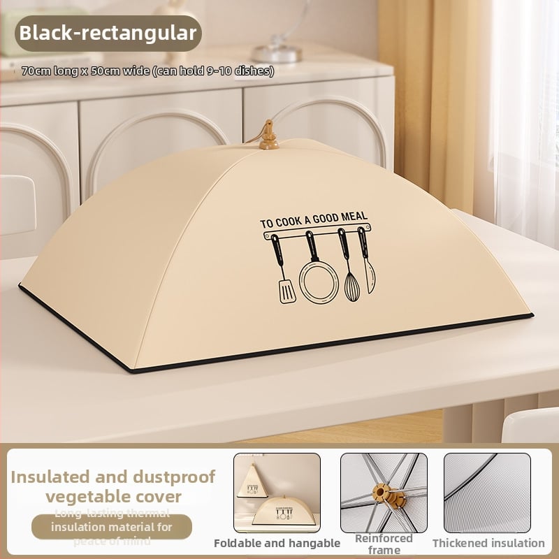 Volditav isolatsiooniga toidukaas koduseks kasutamiseks, 2025. mudel, tolmukindel, hoiab jäägid soojas, termiline isolatsioon alumiiniumfooliumi + raam