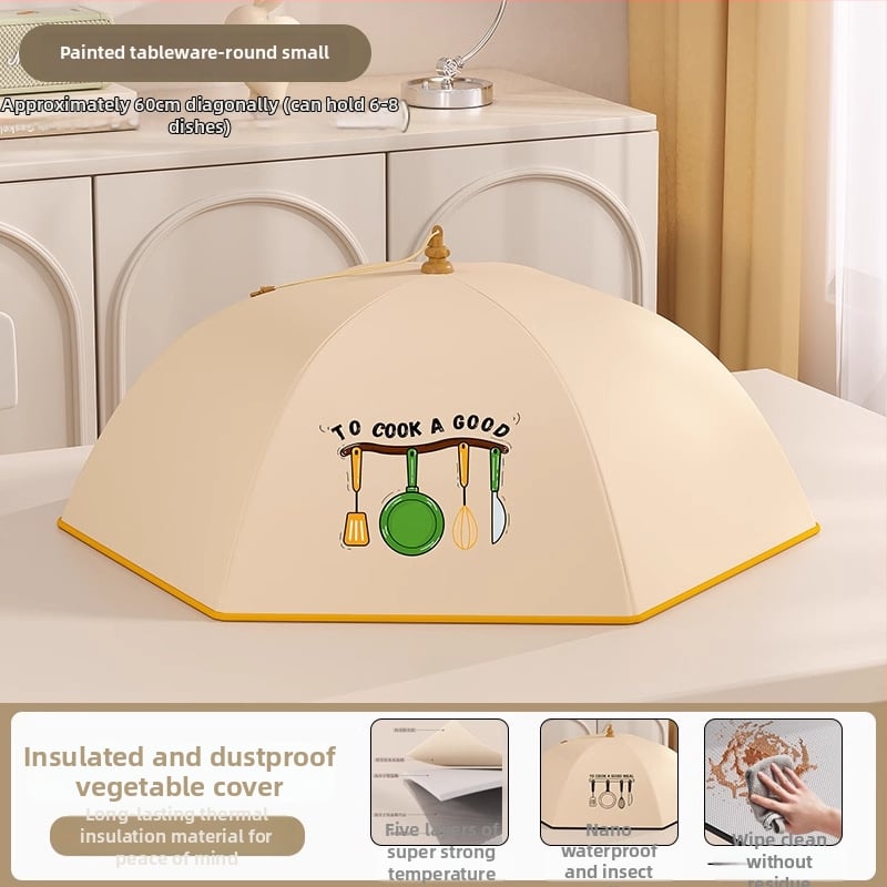 Volditav isolatsiooniga toidukaas koduseks kasutamiseks, 2025. mudel, tolmukindel, hoiab jäägid soojas, termiline isolatsioon alumiiniumfooliumi + raam