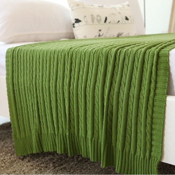 Kokvilnas adīta sega dīvānam, 100% kokvilna, 830 g, vienkrāsains raksts, mūsdienīgs stils, piemērots pavasarim un rudenim