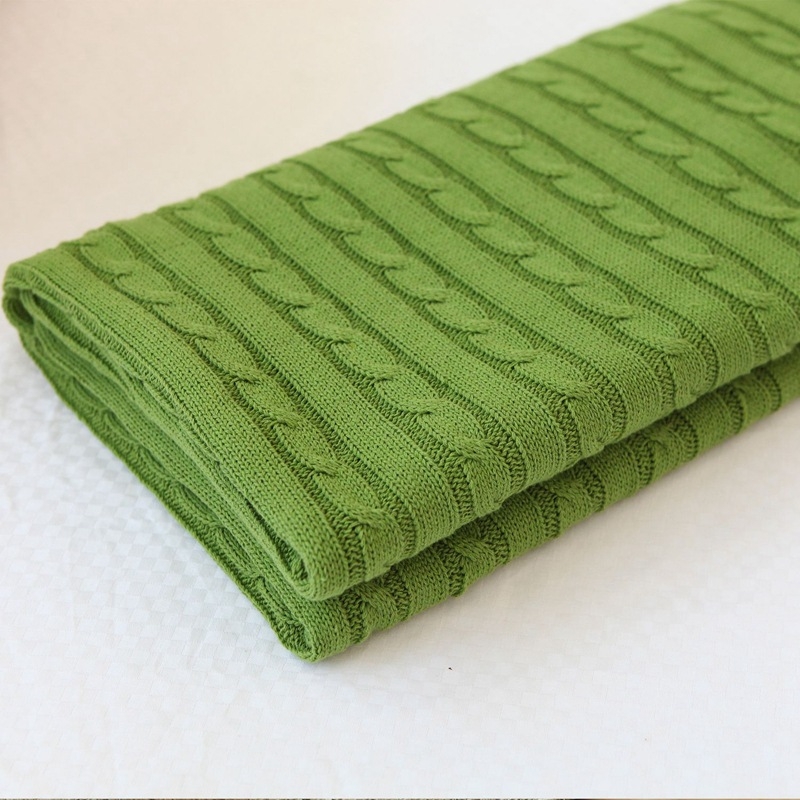 Kokvilnas adīta sega dīvānam, 100% kokvilna, 830 g, vienkrāsains raksts, mūsdienīgs stils, piemērots pavasarim un rudenim