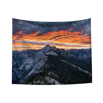 Тапестерия за стена в спалня с пейзаж Meili Snow Mountain – правоъгълна, плюш, памук 51–60%, прост и модерен стил, подходяща за всекидневна.