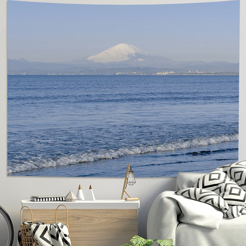 Тапестерия за стена в спалня с пейзаж Meili Snow Mountain – правоъгълна, плюш, памук 51–60%, прост и модерен стил, подходяща за всекидневна.