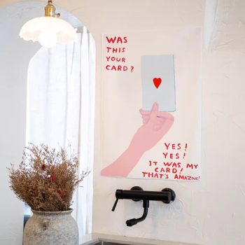 Гоблен за стена в стил Инст, карикатурен мотив, модерна минималистична визия, полиестерно влакно, правоъгълна форма, дигитален топлинен трансфер