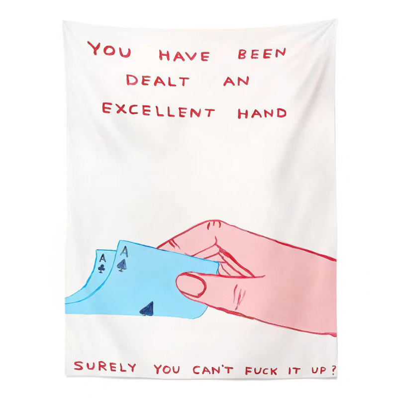 Гоблен за стена в стил Инст, карикатурен мотив, модерна минималистична визия, полиестерно влакно, правоъгълна форма, дигитален топлинен трансфер