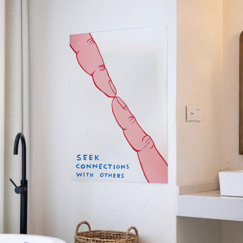 Гоблен за стена в стил Инст, карикатурен мотив, модерна минималистична визия, полиестерно влакно, правоъгълна форма, дигитален топлинен трансфер