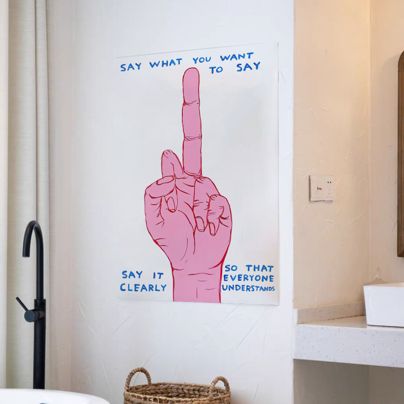 Гоблен за стена в стил Инст, карикатурен мотив, модерна минималистична визия, полиестерно влакно, правоъгълна форма, дигитален топлинен трансфер