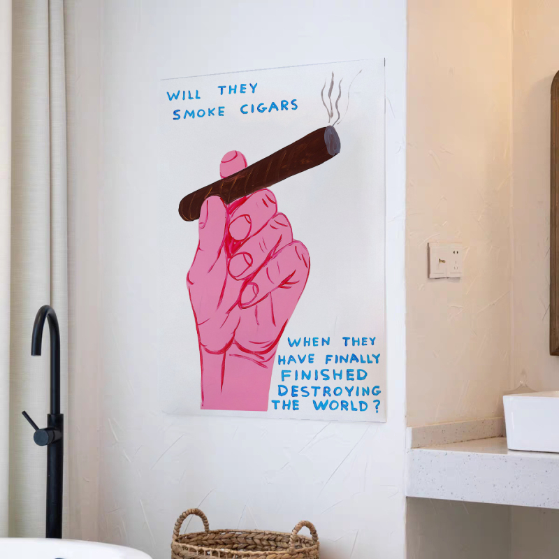 Гоблен за стена в стил Инст, карикатурен мотив, модерна минималистична визия, полиестерно влакно, правоъгълна форма, дигитален топлинен трансфер