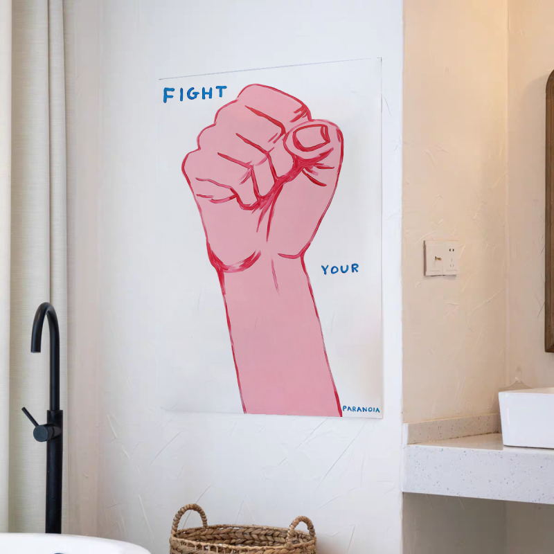 Гоблен за стена в стил Инст, карикатурен мотив, модерна минималистична визия, полиестерно влакно, правоъгълна форма, дигитален топлинен трансфер