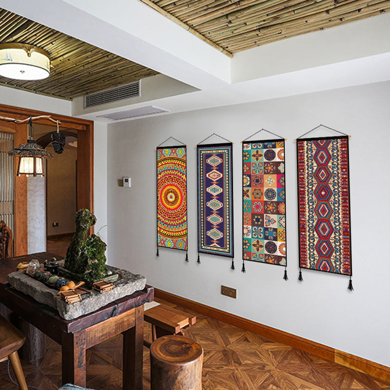 Гоблен за стена в бохемски стил, платно от фланел с найлонови влакна 30–40%, правоъгълен, подходящ за дневна и спалня.