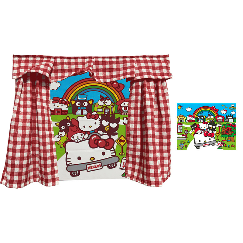 Slatka karikatura Božić zidni tapiserij, pliš materijal, crveno karirani uzorak, dekor za sobu, 35×45 cm, s Velcro kopčom