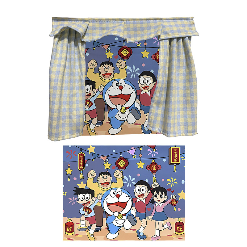 Slatka karikatura Božić zidni tapiserij, pliš materijal, crveno karirani uzorak, dekor za sobu, 35×45 cm, s Velcro kopčom
