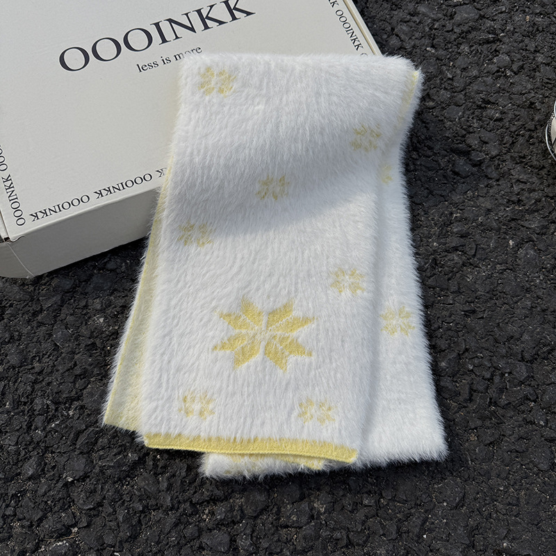 Šal u japanskom stilu s wafl uzorkom, topao zimi, pleteni, materijal: arktički velur + umjetna norka, podrijetlo: Hangzhou