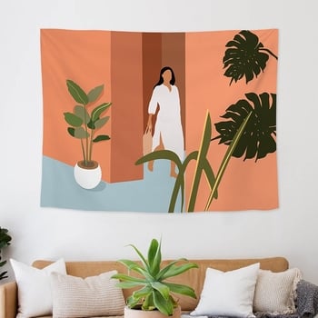 Гоблен - полиестерно влакно, геометричен абстрактен принт, дигитален термичен трансфер, правоъгълен, подходящ за дневна, спалня, кабинет