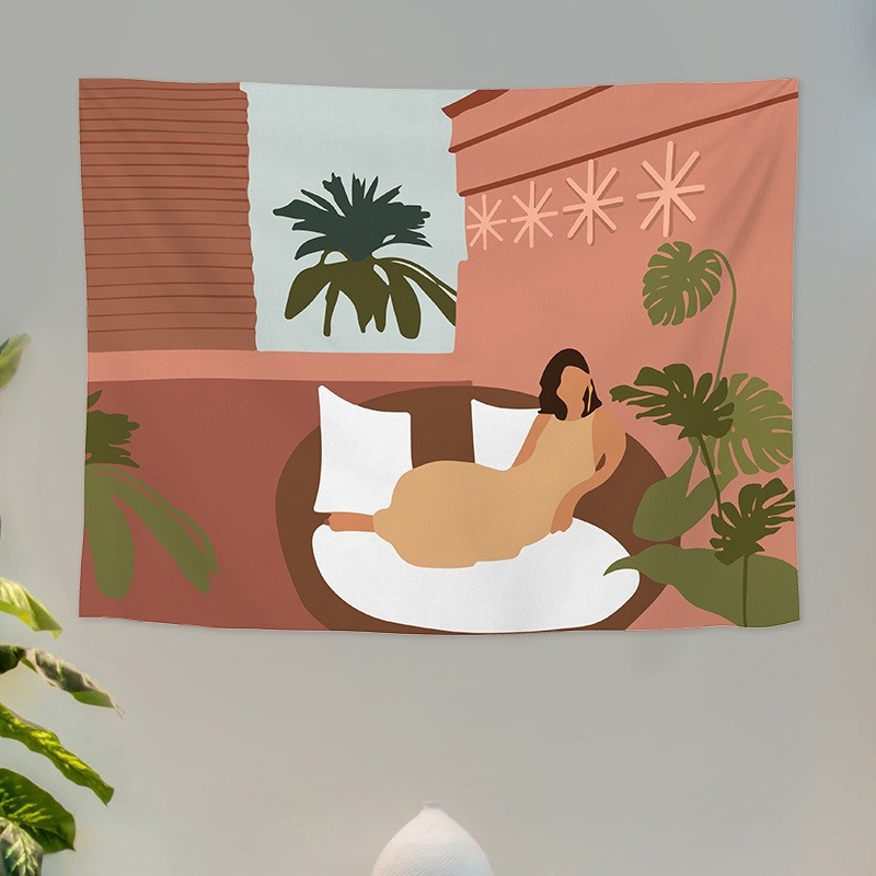 Гоблен - полиестерно влакно, геометричен абстрактен принт, дигитален термичен трансфер, правоъгълен, подходящ за дневна, спалня, кабинет