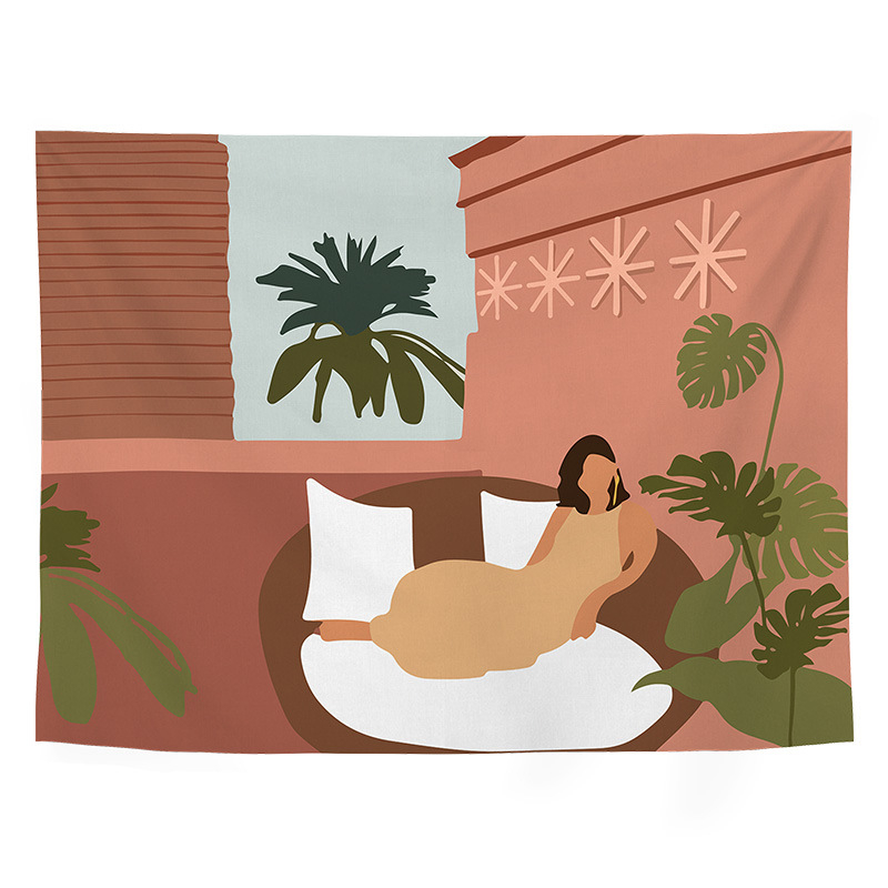 Гоблен - полиестерно влакно, геометричен абстрактен принт, дигитален термичен трансфер, правоъгълен, подходящ за дневна, спалня, кабинет