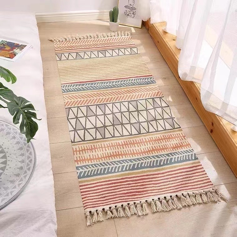 Korejskog stila ručno tkan podni tepih od pamuka i lana, retro jednobojni gobelin za dnevni boravak, spavaću sobu i ured