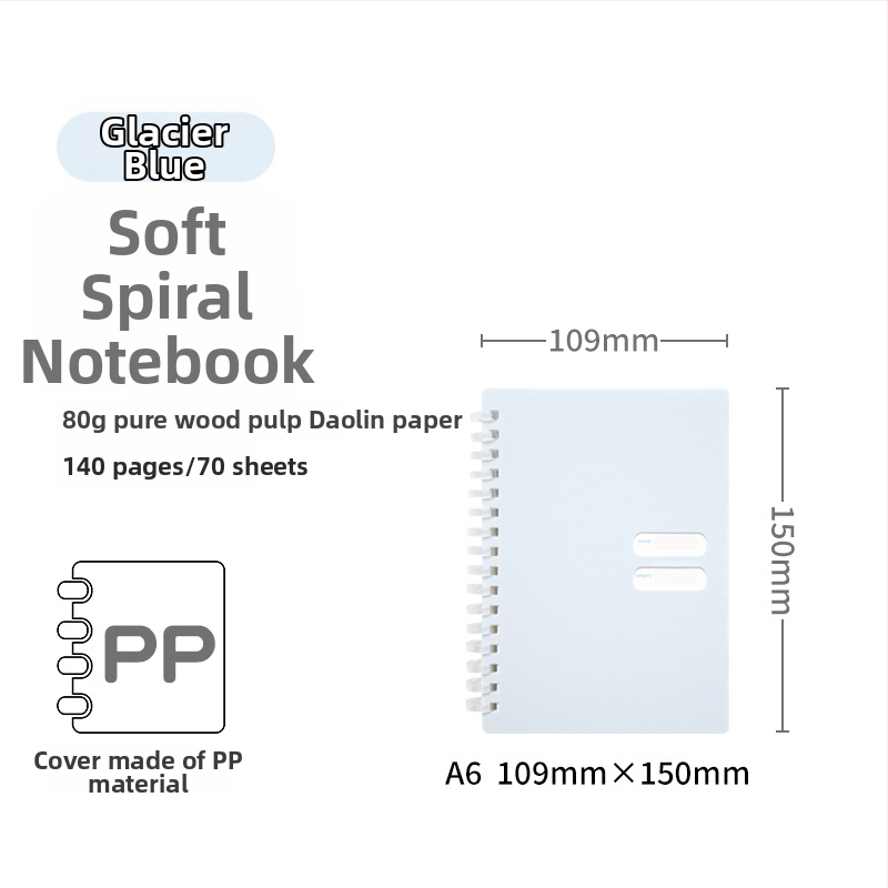 Spirālveids piezīmju grāmatiņa ar mīkstu PP vāciņu, modelis 833, 140 teksta lappuses, 80 g/m² papīrs