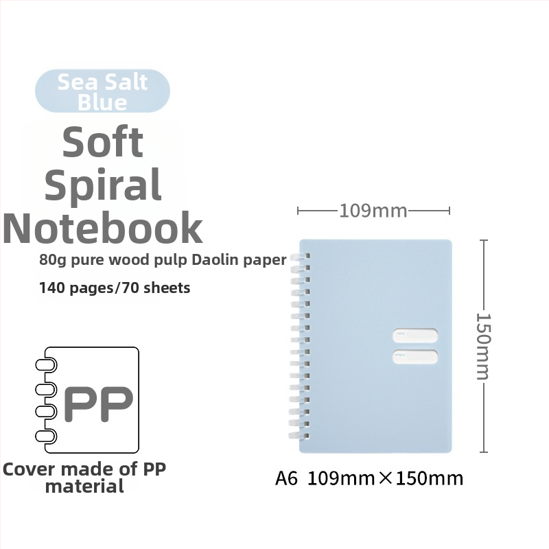 Spirālveids piezīmju grāmatiņa ar mīkstu PP vāciņu, modelis 833, 140 teksta lappuses, 80 g/m² papīrs