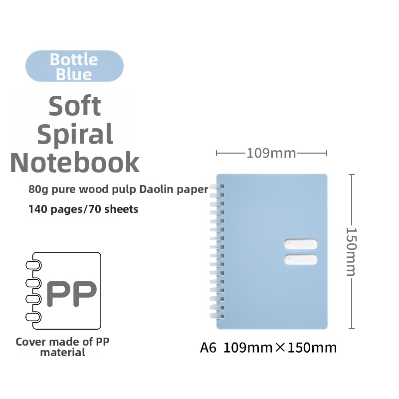 Spirālveids piezīmju grāmatiņa ar mīkstu PP vāciņu, modelis 833, 140 teksta lappuses, 80 g/m² papīrs