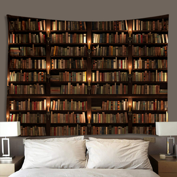 Tro Dimenzionalni goblen s policom za knjige – zidni viseći, poliester, strojno tkanje, pravokutni oblik, pejzažni uzorak, za dnevni boravak, spavaću sobu i radnu sobu