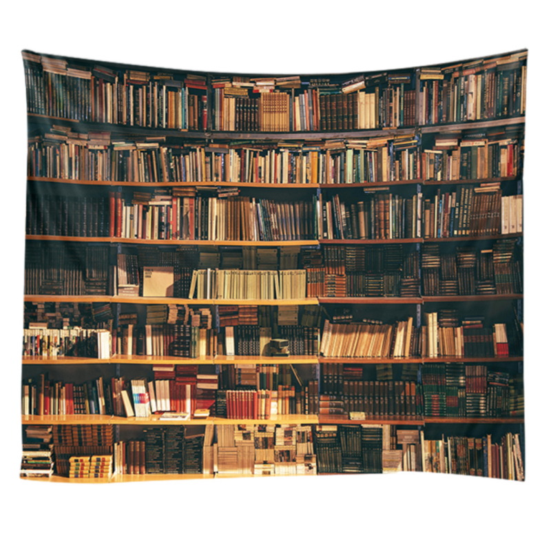 Tro Dimenzionalni goblen s policom za knjige – zidni viseći, poliester, strojno tkanje, pravokutni oblik, pejzažni uzorak, za dnevni boravak, spavaću sobu i radnu sobu