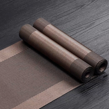 Stolni runner za čajnu ceremoniju, Zen inspiriran, Novi kineski stil, prugasti uzorak, PVC površina, smjesa poliestera 70%/30%