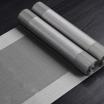 Stolni runner za čajnu ceremoniju, Zen inspiriran, Novi kineski stil, prugasti uzorak, PVC površina, smjesa poliestera 70%/30%